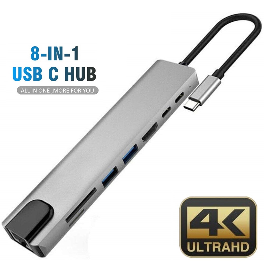 Type C to HDMI-compatible Hub USB C 4K PD 5A 87W Dock Rj45 Lan Splitter Power Delivery for MacBook Pro/Air/Huawei Mate