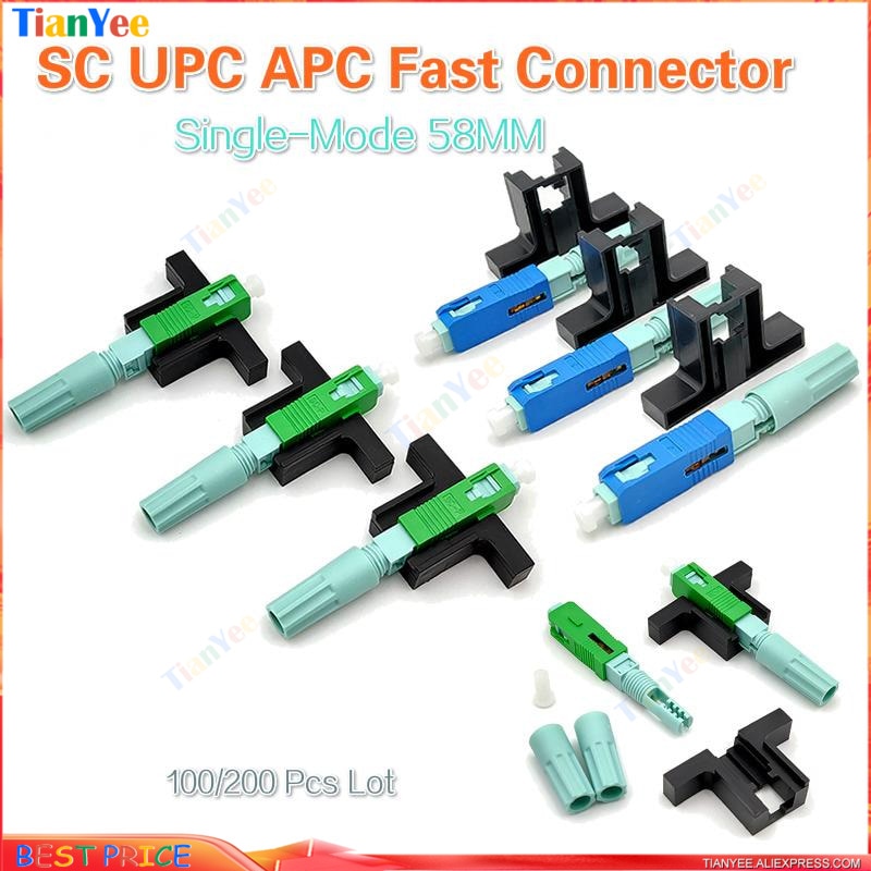 58MM Fixed-length Block LX58 Single-Mode SC UPC APC Fast Connector FTTH Tool 58mm Connector Quick Connector 50/ 100/200Pcs Lot