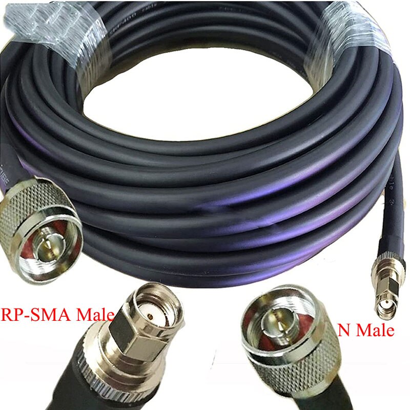 LMR400 Low-Loss Coaxial Extension Cable 50Ohm RP-SMA Male to N Male Pure Copper Coax Cables for 3G/4G/5G/LTE/ADS-B