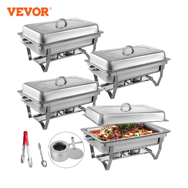 VEVOR Chafing Dishes Buffet Stove Food Warmer 9L / 8 Quart Stainless Steel Foldable for Self-Service Restaurant Catering Parties