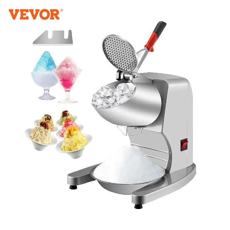 VEVOR Electric Dual Blade Ice Crusher 95Kg/H Commercial Snow Cone Granizing Machine with Free Tray Home Icy Drink Smoothie Maker