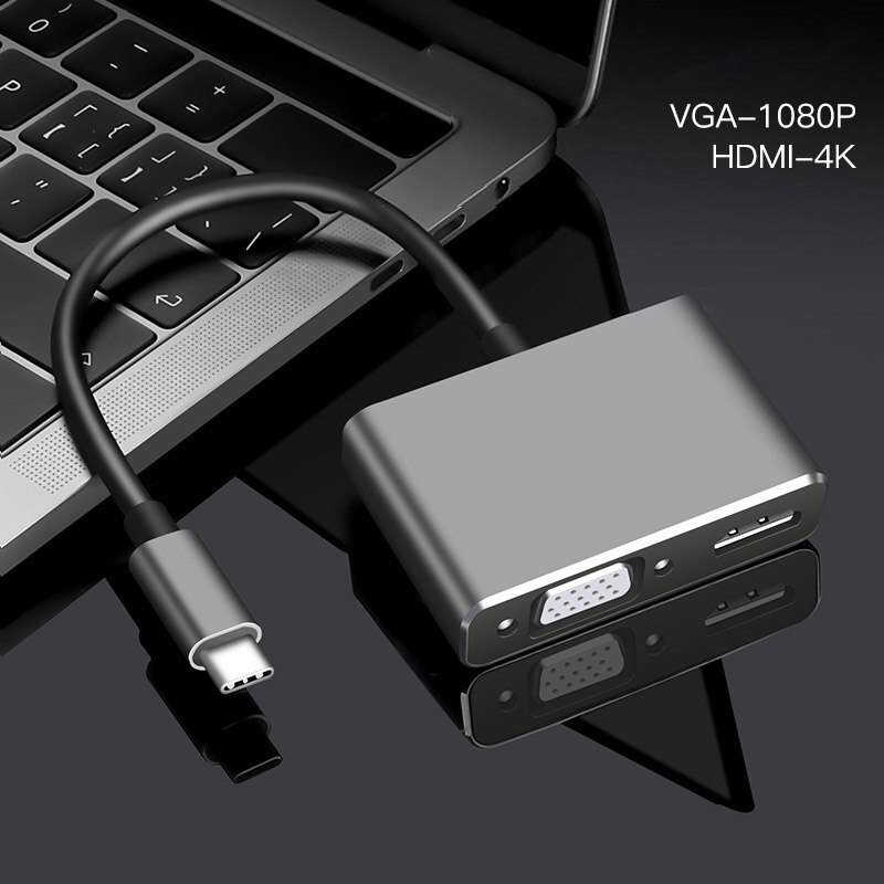 USB C Type c to HDMI-compatible 4K Adapter VGA USB3.0 Audio video Converter PD 87W Fast charger for Macbook pro Samsung s9 s10
