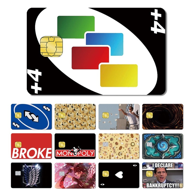 50+ different Styles Broke Money Skull Stonks Poker Sticker Film Tape Skin for Credit Card Debit Card Big Small Chip