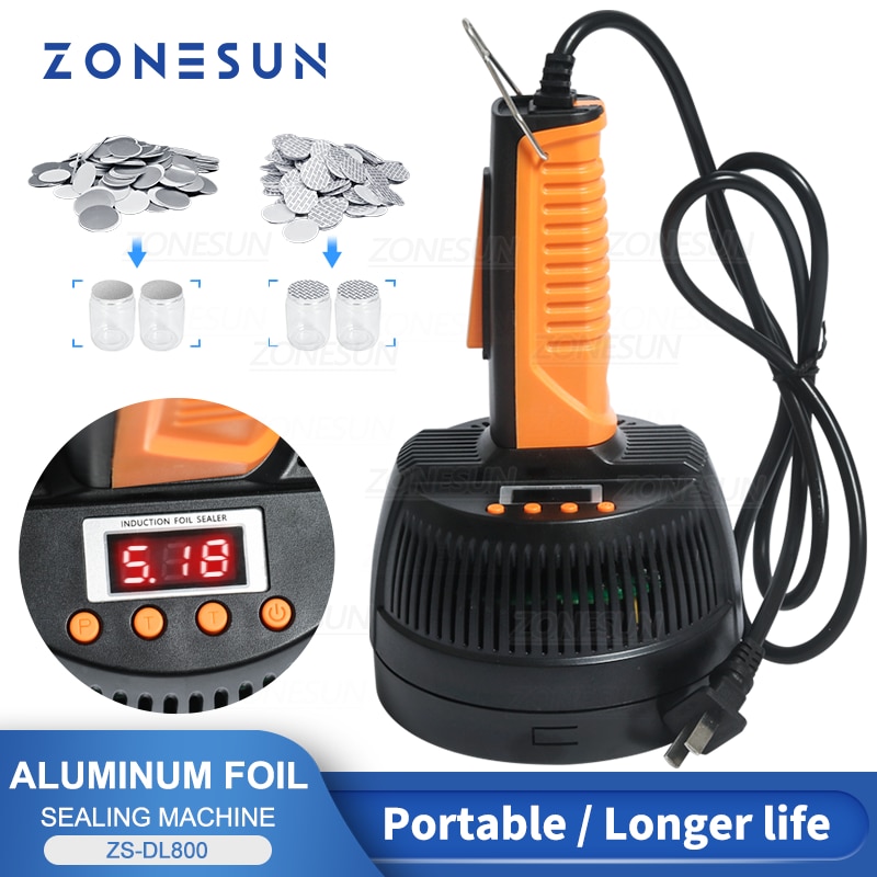 ZONESUN Handheld Induction Sealer Portable Electromagnetic Bottle Sealing Machine Aluminum Foil Lid Plastic Vial ZS-DL800