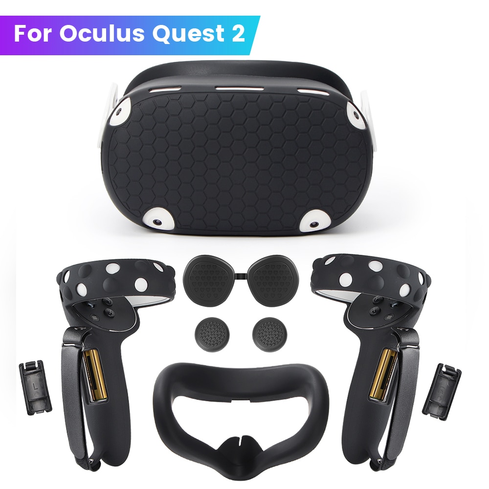 Silicone Protective Cover Shell Case For Oculus Quest 2 Headset Head Face Cover Eye Pad Extended Grip For Quest2 VR Accessories