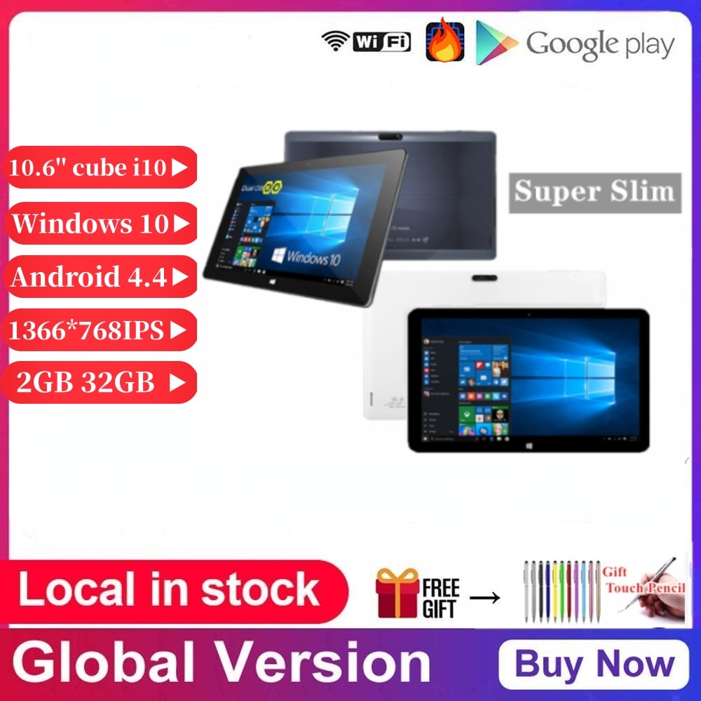 Dual System 10.6'' Quad Core 2GB RAM 32GB ROM Cube i10 Windows 10+Android 4.4 HDMI-Compatible 1366*768IPS Bluetooth-Compatible