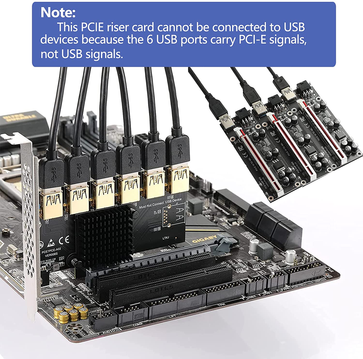 PCIe 1 to 6 Riser Card, Pcie Splitter 1 to 6 PCI Riser Card, 4 Risers ...