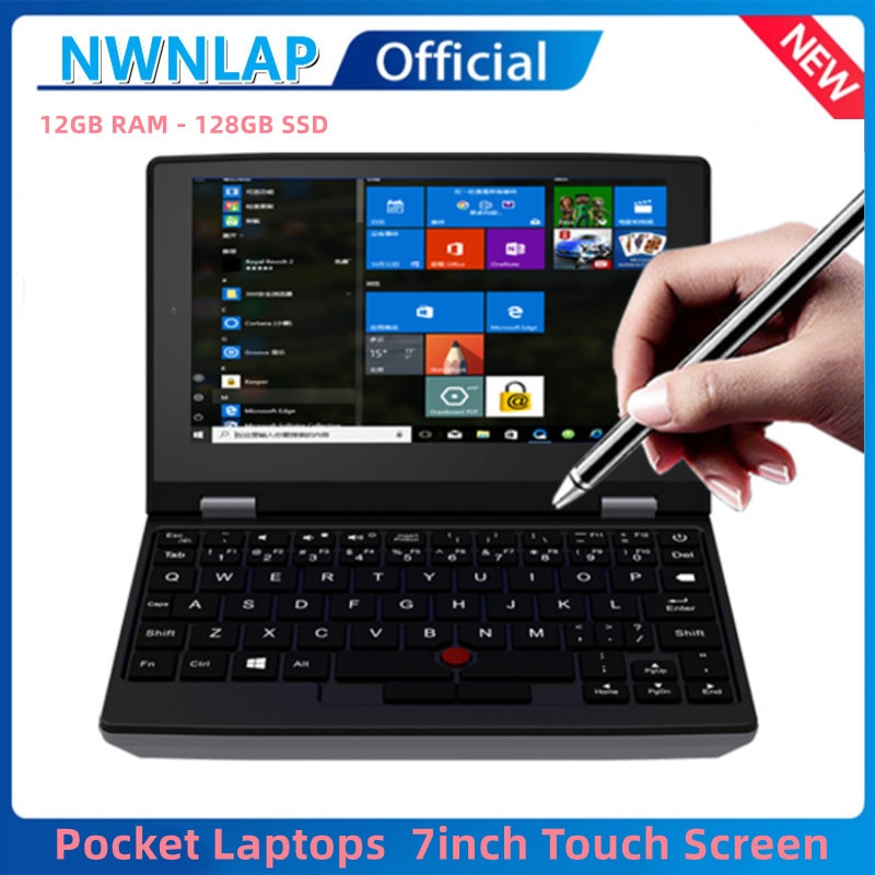 2022 Portable Mini Notebook Laptop Micro Computer 7 Inch Touch Screen Intel J4105 12GB+128GB IPS Netbook Win 10 Pro PC 2.0MP CAM