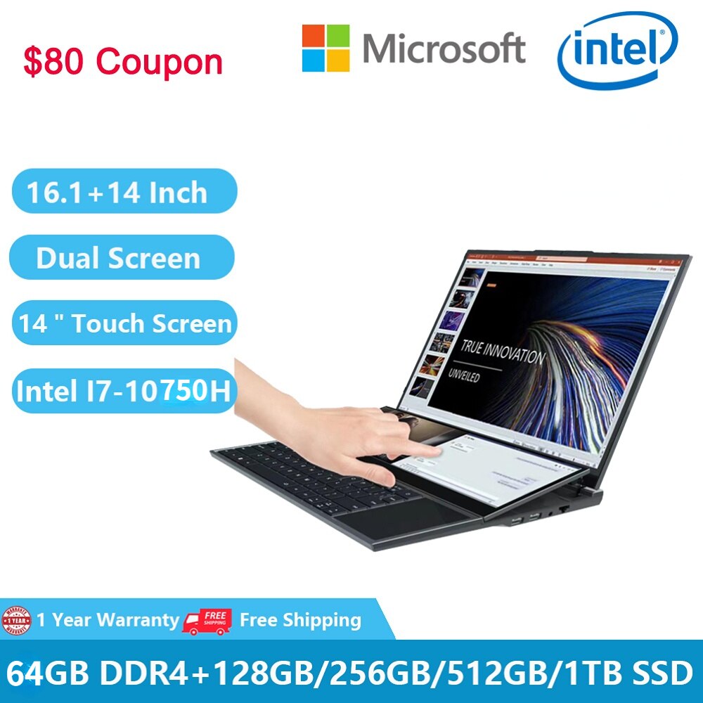 2023 Gaming Laptops Dual Screen Monitor Touch Notebook Metal Windows 11 16.1