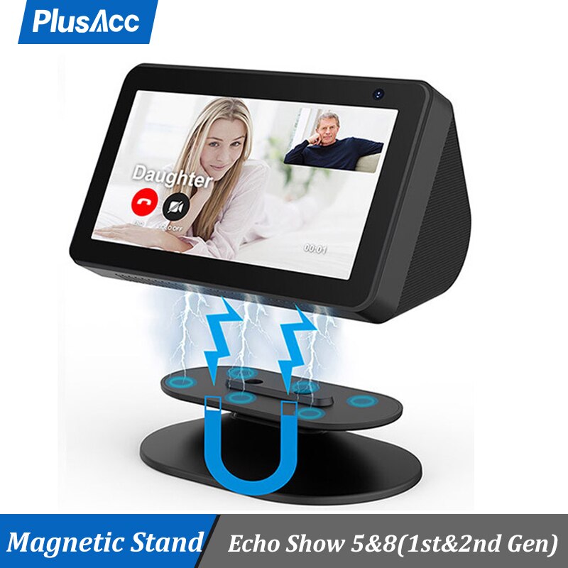 PlusAcc Magnetic Stand for Echo Show 8 5 (1st & 2nd Gen) with Swivel Tilt Adjustable Function to Get Good Viewing/Camera Angle
