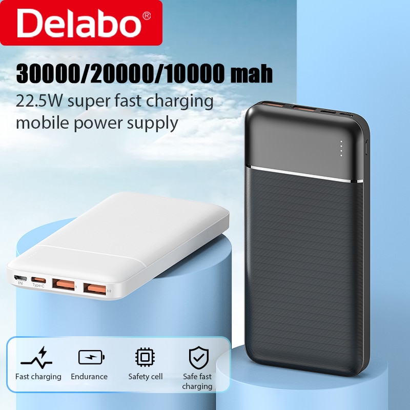 Power Bank 20000mAh Large Capacity Powerbank 30000mAh Portable Phone Charger PD22.5w Two-way Type C Fast Charge PC Fireproof