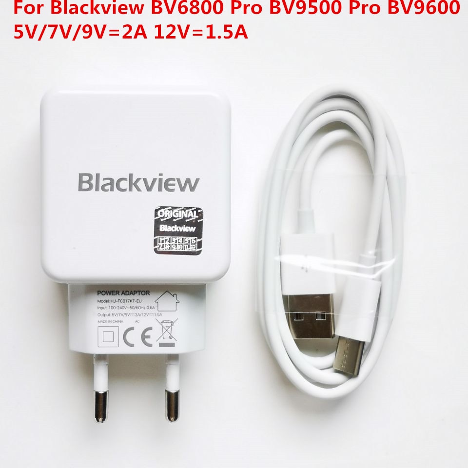 Blackview Original Adapter Portable 12V 1.5A Charger + USB Cable EU For BV9600 Pro BV6800 Pro BV9500 Pro BV9500 BV9000 Pro