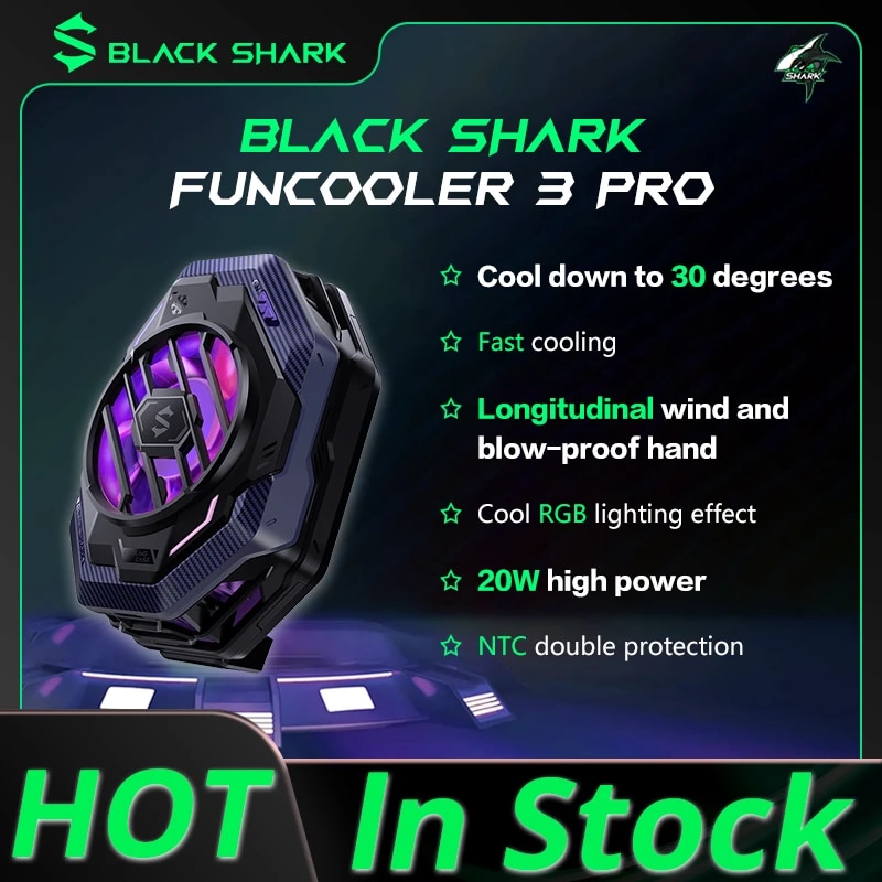 Black Shark FunCooler 3 Pro with RGB Light Fast Cooling Fan Cooler Support APP Control ICE Dock for Android / iOS
