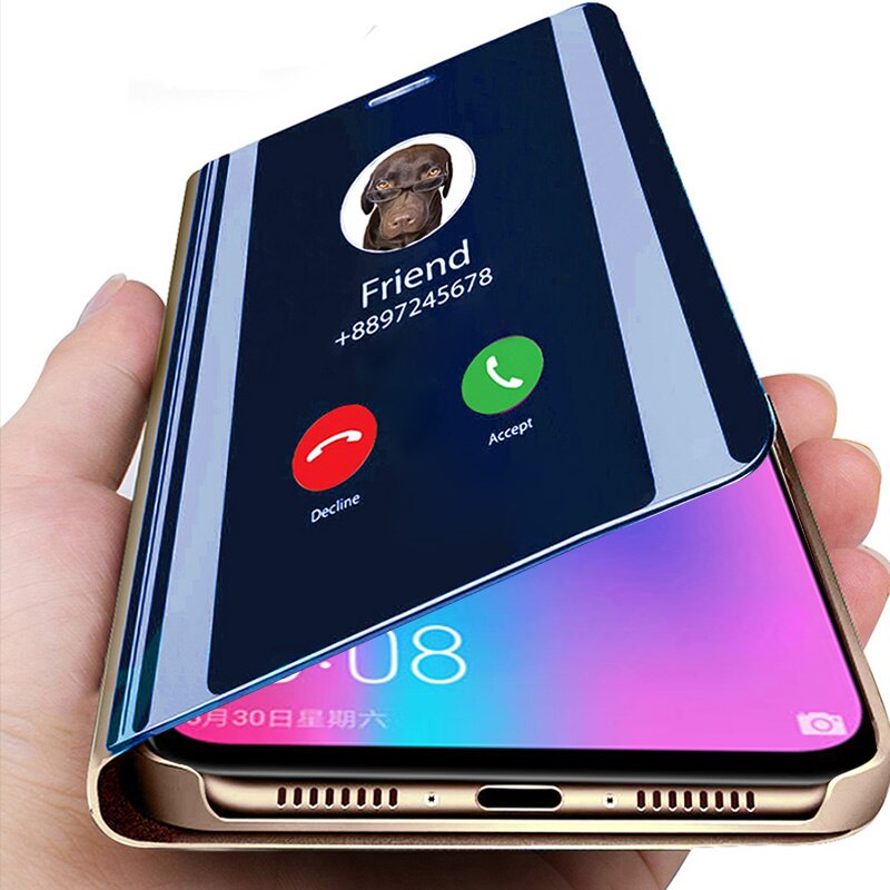 Smart Mirror Flip Case For Samsung Galaxy Note 9 8 10 20 S21 S20 FE S8 S9 S10 Plus S10e S7 Edge M21 M12 M31 Ultra Cover Coque