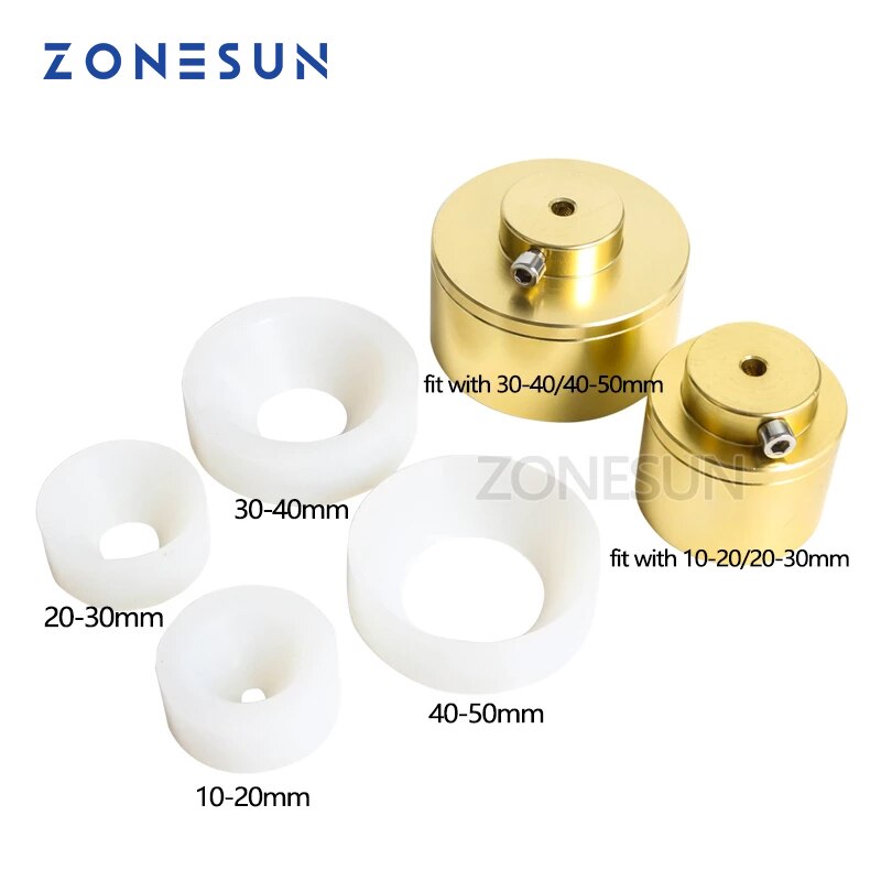 ZONESUN Capping machine chuck, screw capping tool head bottle capping machine chucks 10-50mm, golden color crewing machine