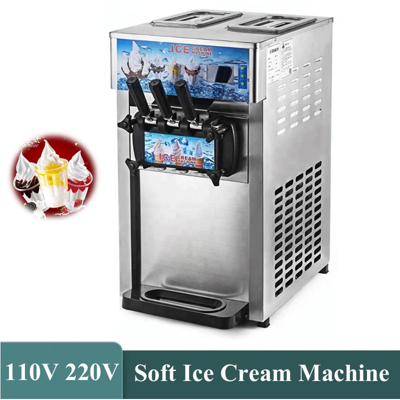 3 Flavors Soft Serve Ice Cream Machine Commercial Electric Ice Cream Makers Desktop Sundae Making Machine