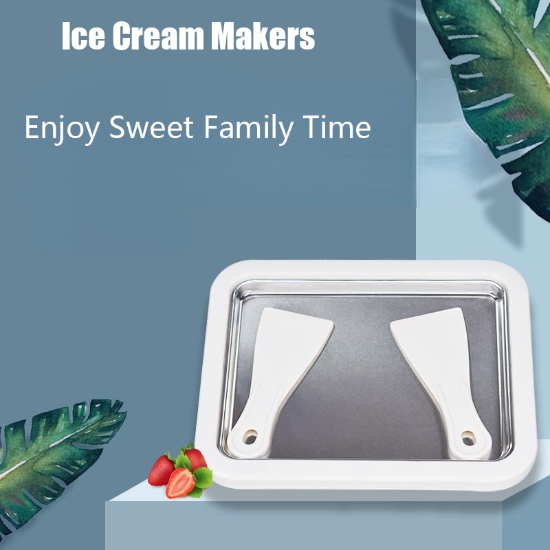 Ice Cream Maker Yogurt Frozen Pan Mini Fried Yogurts Machine Rolled Ice Cream Maker Stainless Steel Fried Ice Tray for Home Use