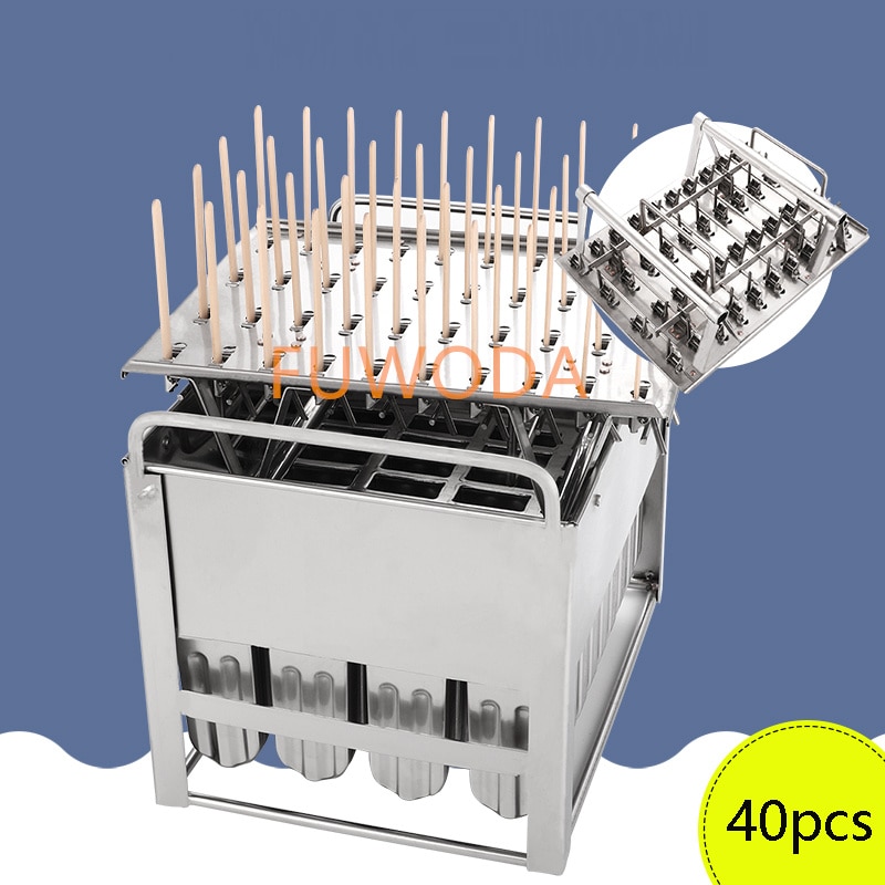 40pcs Stainless Steel Popsicle Mould Ice Lolly Mold For Popsicle Machine  DIY Ice Cream Molds With Sticks Holder