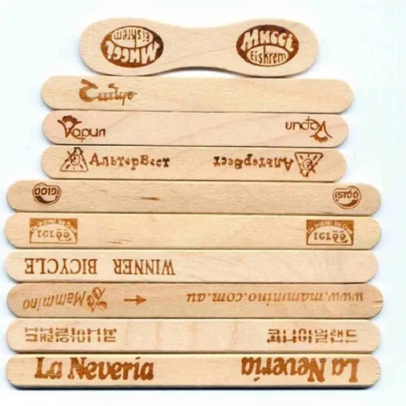 Disposable Wooden Ice Cream Stick Craft Custom Popsicle Sticks with custom logo 114*10*2MM Minimum order quantity: 12 carton