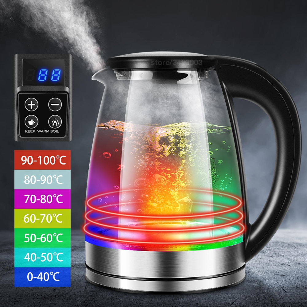 2200W 1.8L Electric kettle GlassTeapot Water kettle Hot Warm Water Tea Coffee Heating Boiling kettles Heating element electric