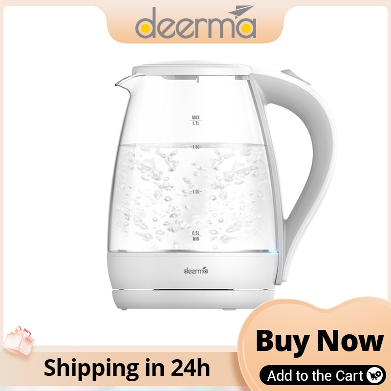 Deerma SH30W 1.7L Transparent Electric Glass Kettle Heat Resistant Glass Teapot Electric Kettles with Light Kitchen Appliances