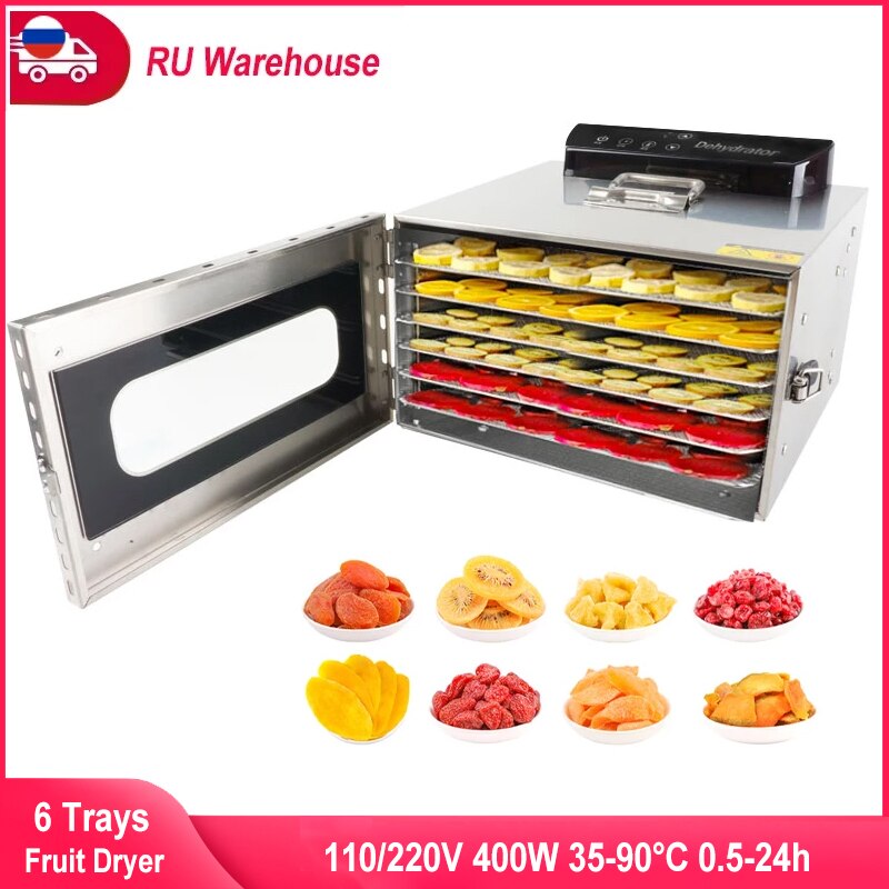 6 Trays Household Food Dehydrator With Digital Timer And Temperature Control Vegetables Fruit Meat Food Dryer Air Dryer