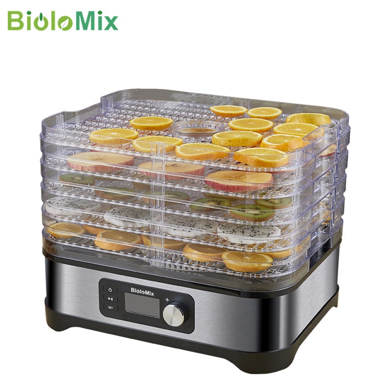 BioloMix Food Dehydrator 5Trays Temperature Control Vegetables Meat Dryer Digital Timer Food And Fruit Dehydrator Drying Machine