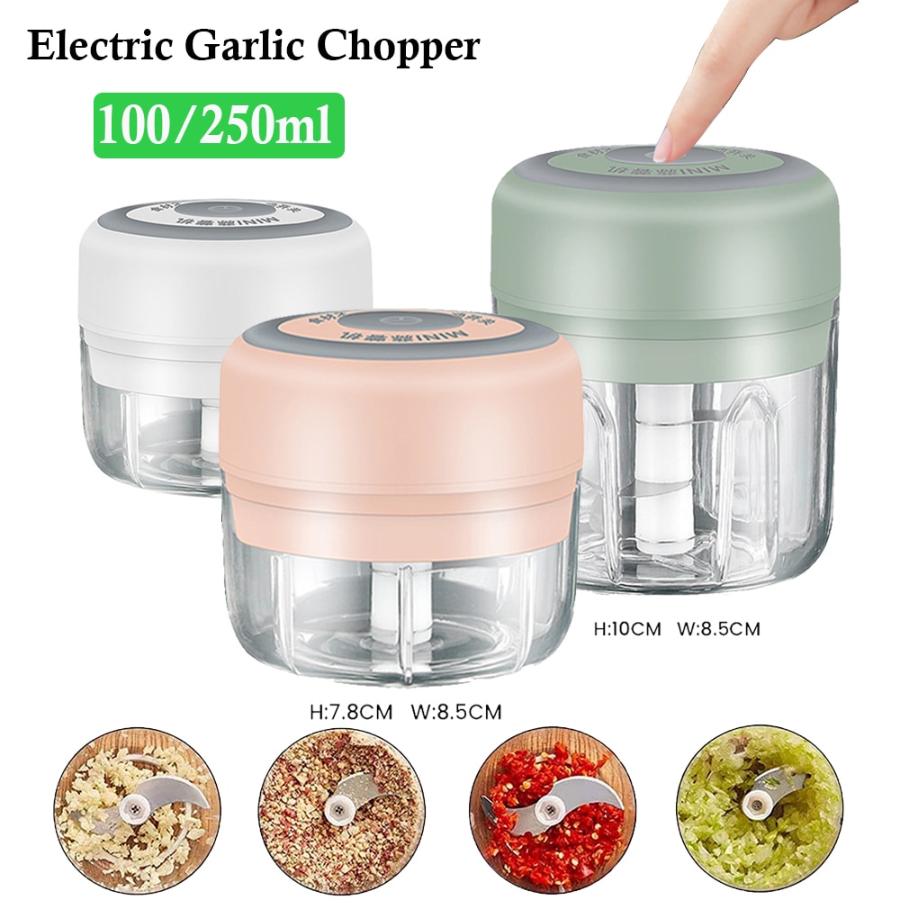 Wireless Electric Garlic Grinder Mini Food Processor 100ML/250ML Garlic Chopper Multifunctional Meat Chili Kitchen Mixer