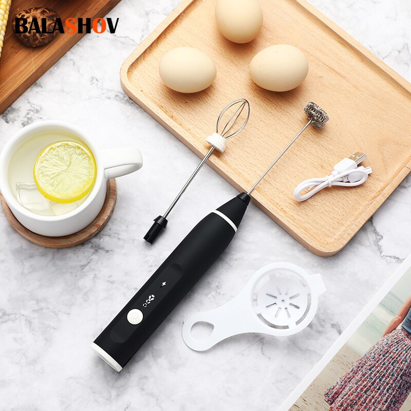 Portable Milk Frother Electric Handheld Blender Wireless USB Rechargeable Kitchen Mini Maker Whisk Mixer Coffee Frothing Machine