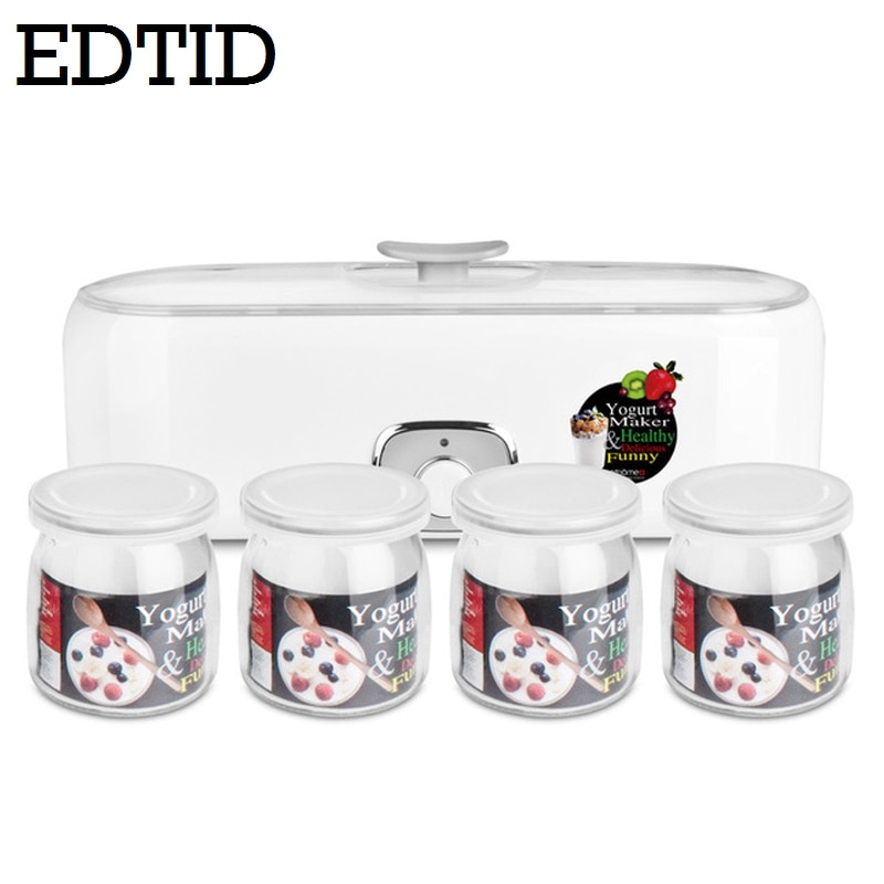 EDTID Electric Yogurt Maker With 4 Glass Cups Automatic Leben Yoghurt rice wine Machine Buttermilk Sour Cream natto Fermenter