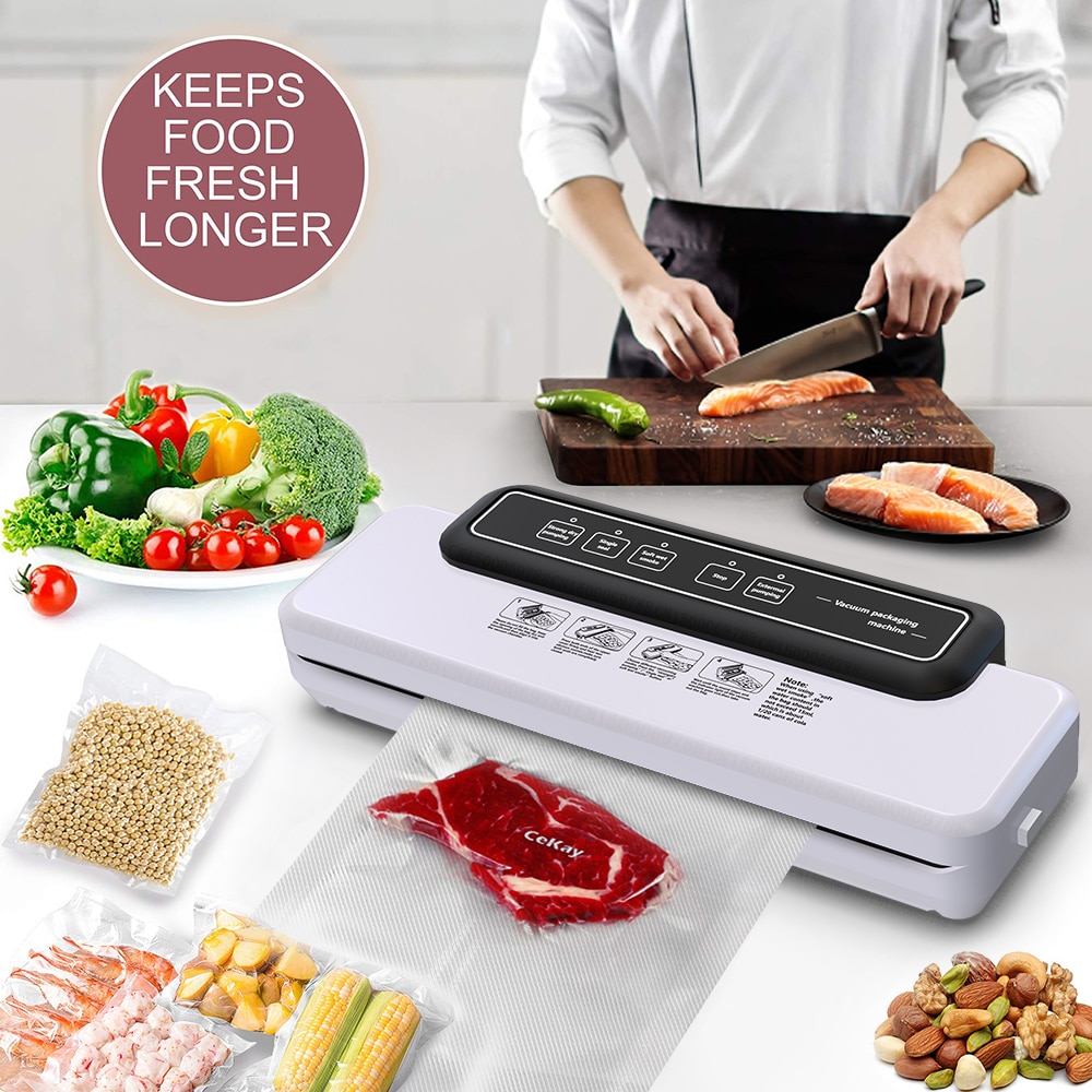Kitchen Vacuum Sealer Strong Sous Pumping Degasser Sealing Machine Cans Vacuum Packer For Food Storage Dry & Moist Modes Packing