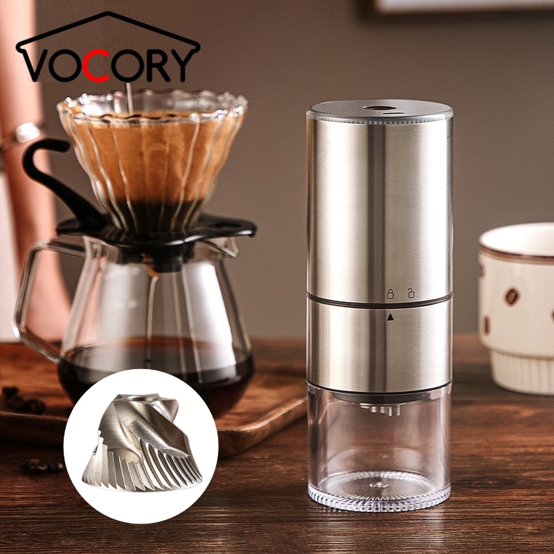 New Upgrade Portable Electric Coffee Grinder TYPE-C USB Charge CNC Stainless Steel Grinding Core Coffee Beans Grinder VOCORY