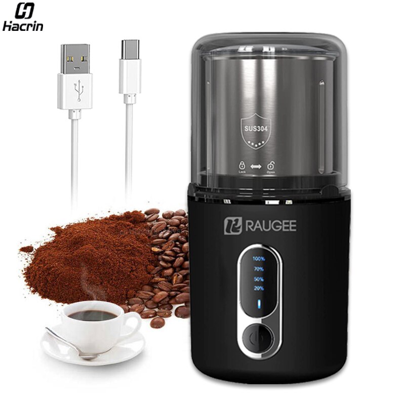 Coffee Grinder Electric Automatic Grinding Cordless Portable Coffee Bean Grinder Rechargeable PM06 Stainless Steel Espresso Mill