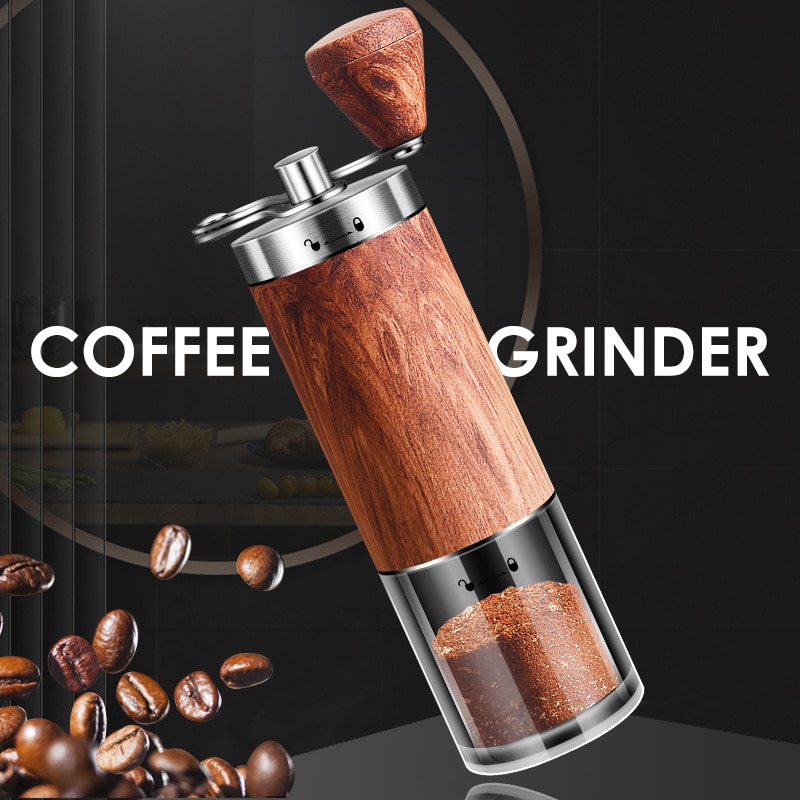 Portable Wood Grain Hand Crank Coffee Grinder Coffee Bean Grinders Ceramic Grinding Core Removable Coffee Machine Kitchen Tools