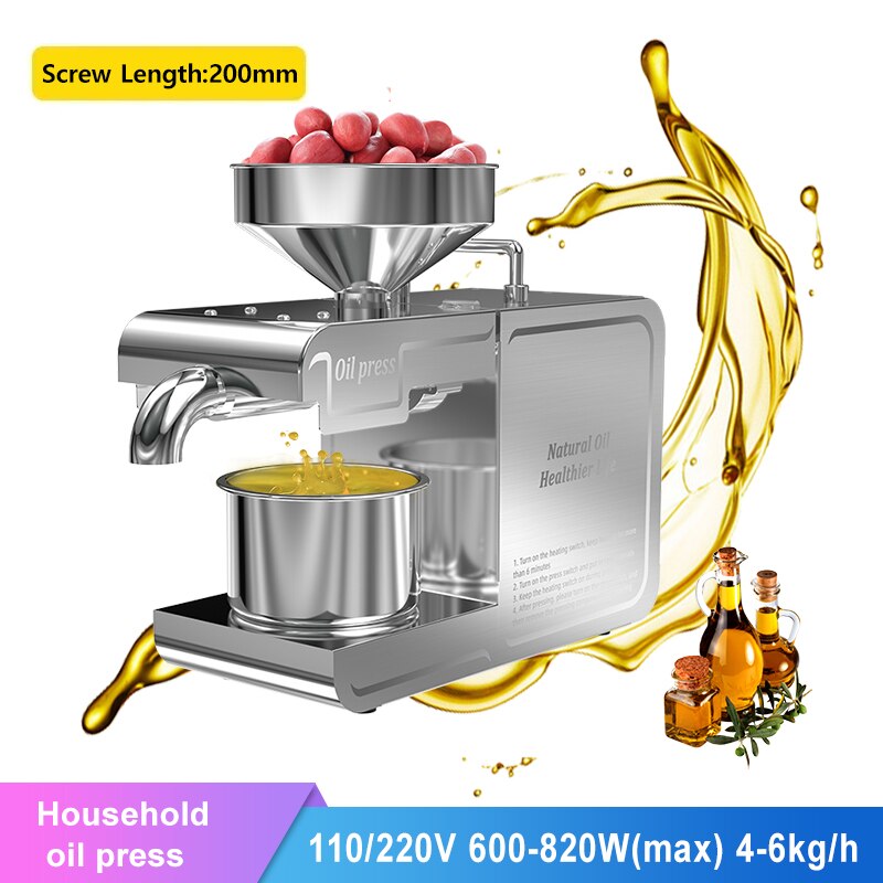 New Intelligent Temperature Control Oil press Automatic Home Stainless Steel Cold Pressing Flaxseed Peanut Coconut Oil Press