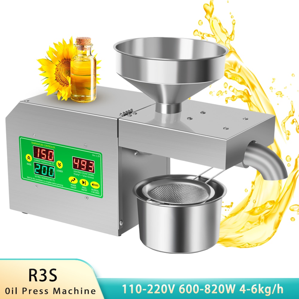 NEW Oil Press Intelligent Cold Hot Temperature Control Stainless Steel Flax Seed Olive Kernel Coconut Sesame Squeeze Oil Machine