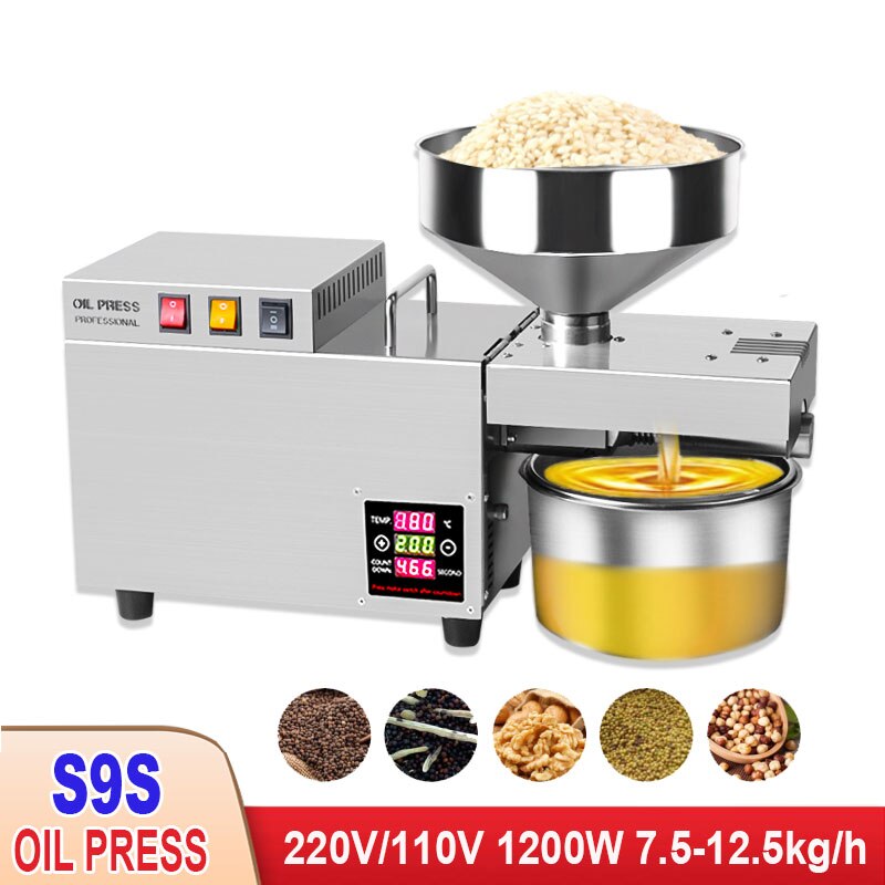The New  S9S 1200W Automatic Oil Press, Cold Oil Press, 7.5-12.5KG/H Sunflower Seed, Coconut Kernel, Peanut Oil Press