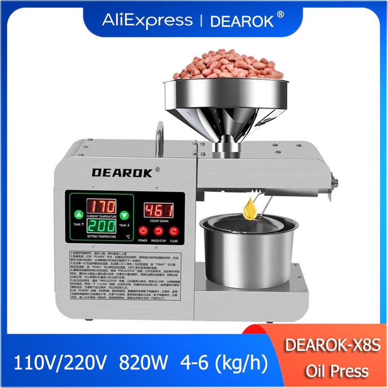 Intelligent Oil Press Automatic Household Stainless Steel Hot Cold Oil Extraction Machine Temperature Control Sesame Oil Peanut