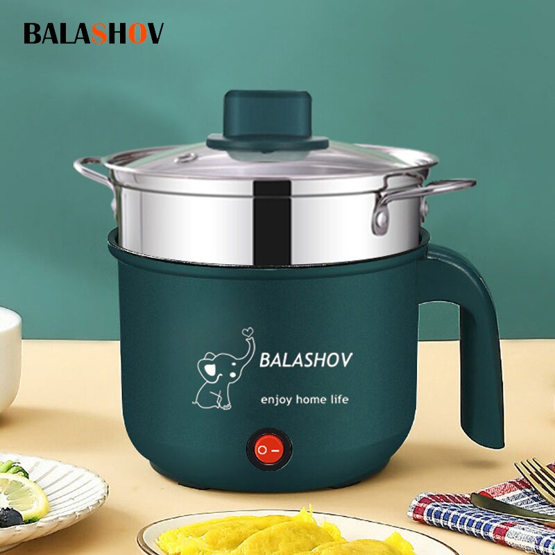 Mini Electric Cooker For Home Kitchen 2 People Food Noodle Single/Double Layer Multifunction Non-stick Pan steam Cooking Machine