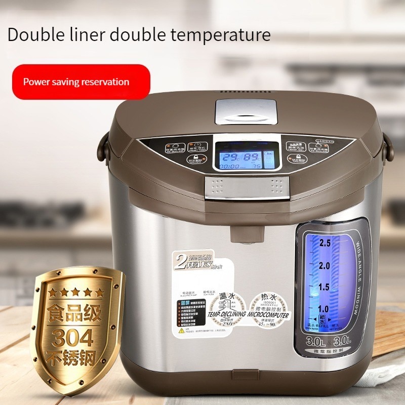 Double-bank and dual-temperature household intelligent kettle with integrated stainless steel thermostatic kettle 6L