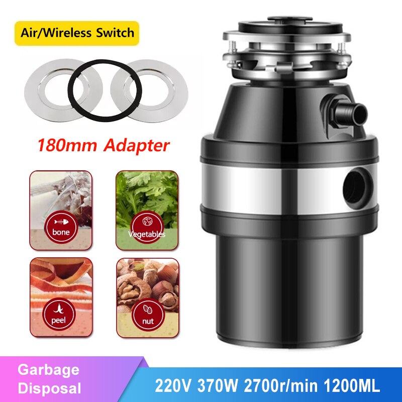 220V Food Garbage Disposal Household Stainless Steel Food Grinder Kitchen Residue Sewer Rubbish Crusher Grinding System