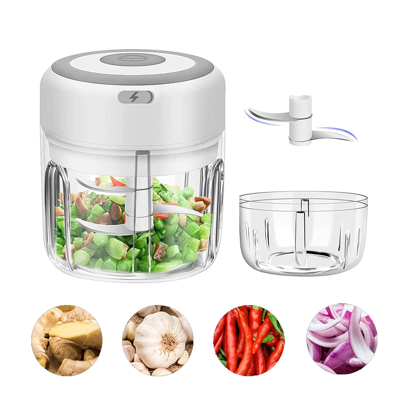 Electric Cordless Food Chopper, Mini Food Processor Garlic Masher Food Blender Nut Chopper For Meat Chili Onions/Pepper/Ginger