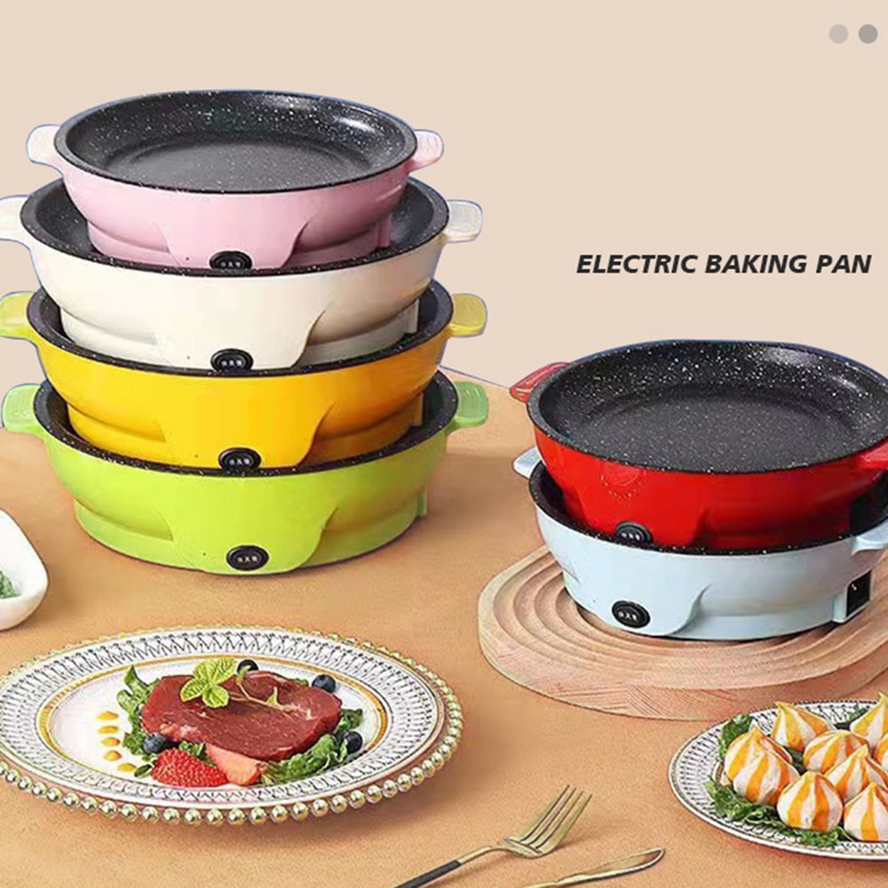 Electric Frying Pan Skillet Oven Portable Non-Sticky Grill Fry Baking Multifunction Roast Pot Cooker Steak Barbecue Kitchen Tool
