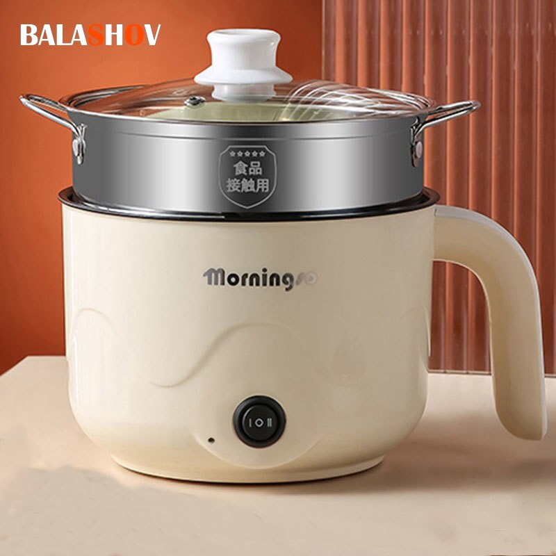 Multifunction Electric Rice Cooker Heating Pan Electric Cooking Pot Machine Single/Double Layer Steamed Eggs Pan Non-stick Pan