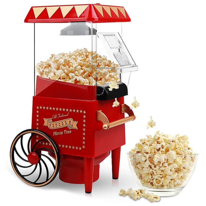 SANQ Popcorn Maker,Hot Air Popcorn Machine Vintage Tabletop Electric Popcorn Popper, Healthy And Quick Snack For Home EU Plug