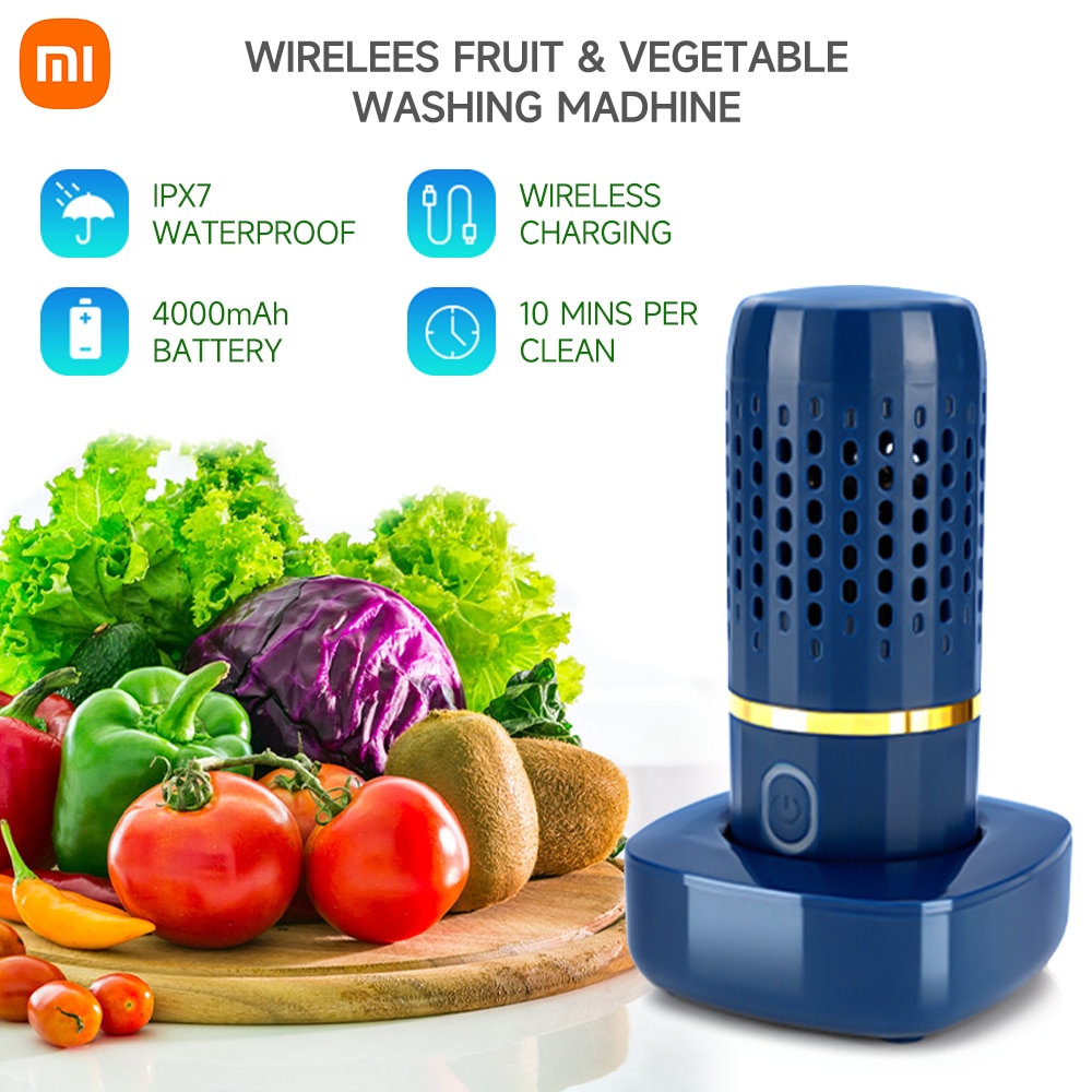 Xiaomi Portable Fruit Vegetable Washing Machine USB Rechargable Cleaning Rice Meat Food Purifier Remove Reside Purifier Residues