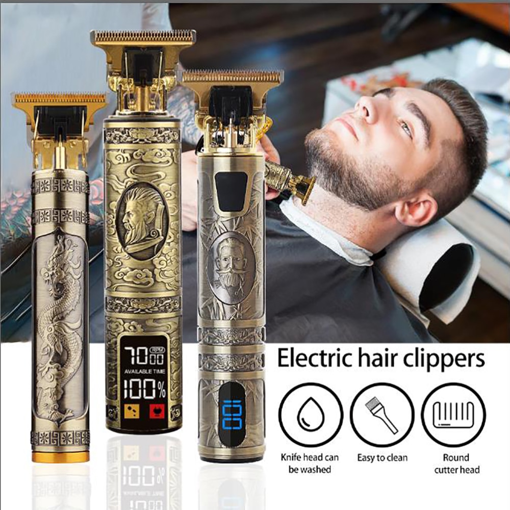 Vintage T9 Electric Hair Clipper Hair Cutting Machine Professional Men's Electric Shaver Rechargeable Barber trimmer for men USB