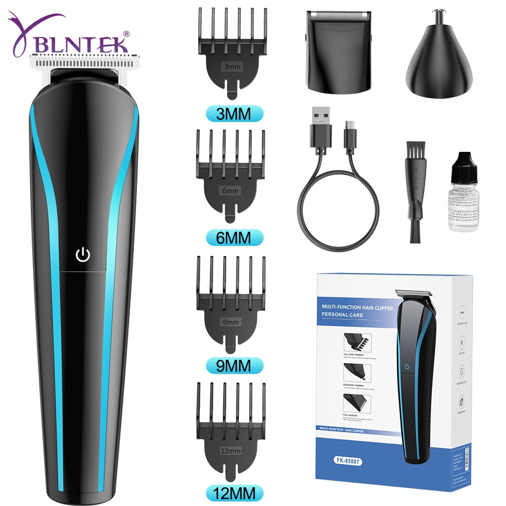 YBLNTEK 3 In 1 Electric Hair Trimmer for Men Grooming Kit Beard Nose & Ear Trimmer Rechargeable Barber Hair Cutting Machine