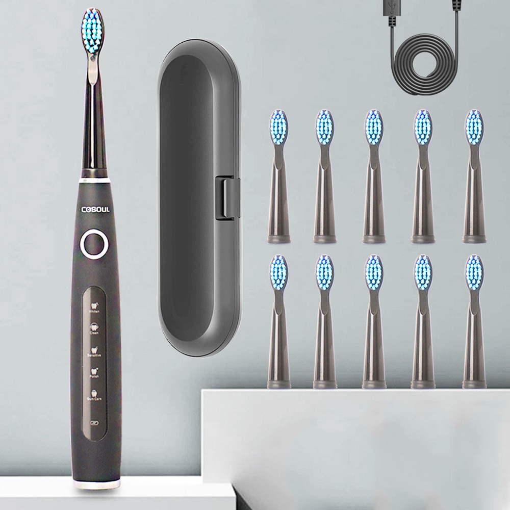 Electric Toothbrush Sonic Rechargeable Top Quality Smart Chip Toothbrush Head Replaceable Whitening Healthy Best Gift !