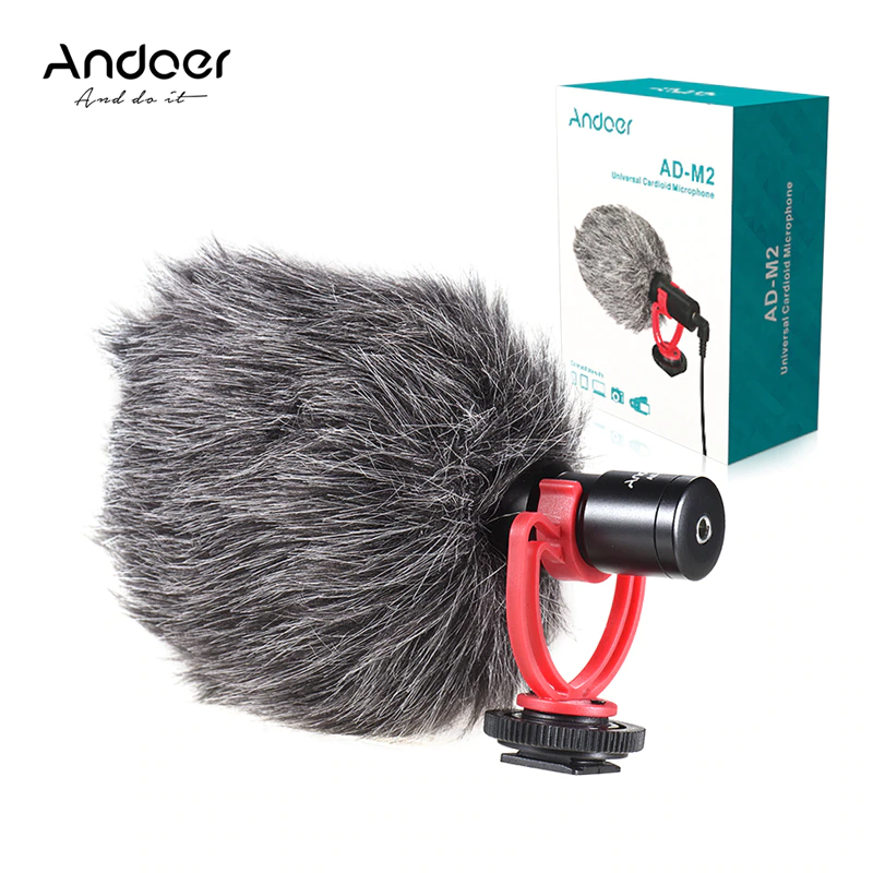 Andoer AD-M2 Microphone Metal Video Mic 3.5mm Plug for Huawei Smartphone for Canon Nikon Sony DSLR Camera Consumer Camcorder